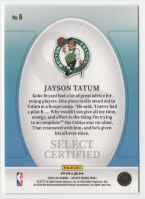 2023-24 Panini Select - Jayson Tatum Select Certified Silver