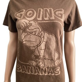 Super Mario Bros Tshirt Mens Small Going Bananas Donkey Kong NES Nintendo Brown