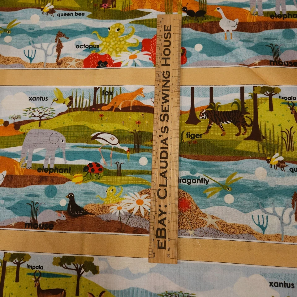 34" Animal Alphabet Flash Cards Lisa DeJohn Red Rooster Scenic Stripe - Image 3 of 4