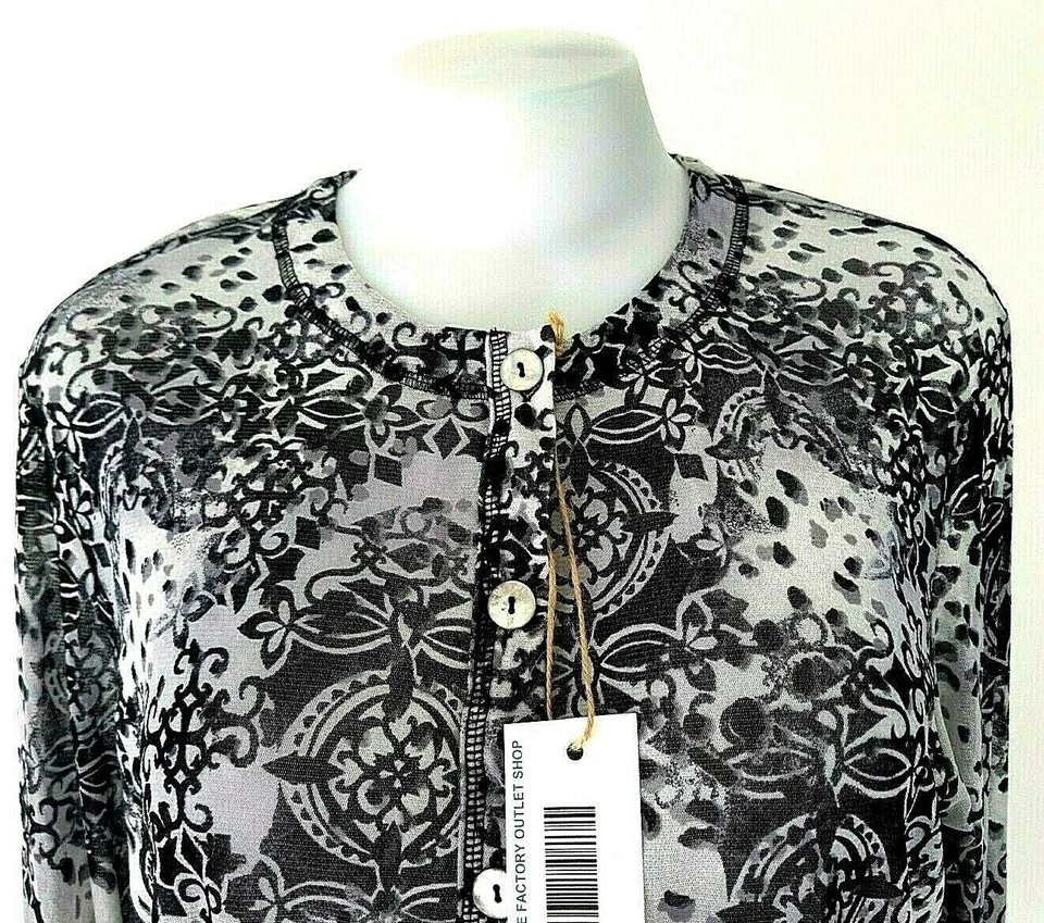 LAURA ASHLEY Womans Black & White L/S BLOUSE TOP Stretch - L - UK16 - EU44 - Image 2 of 4