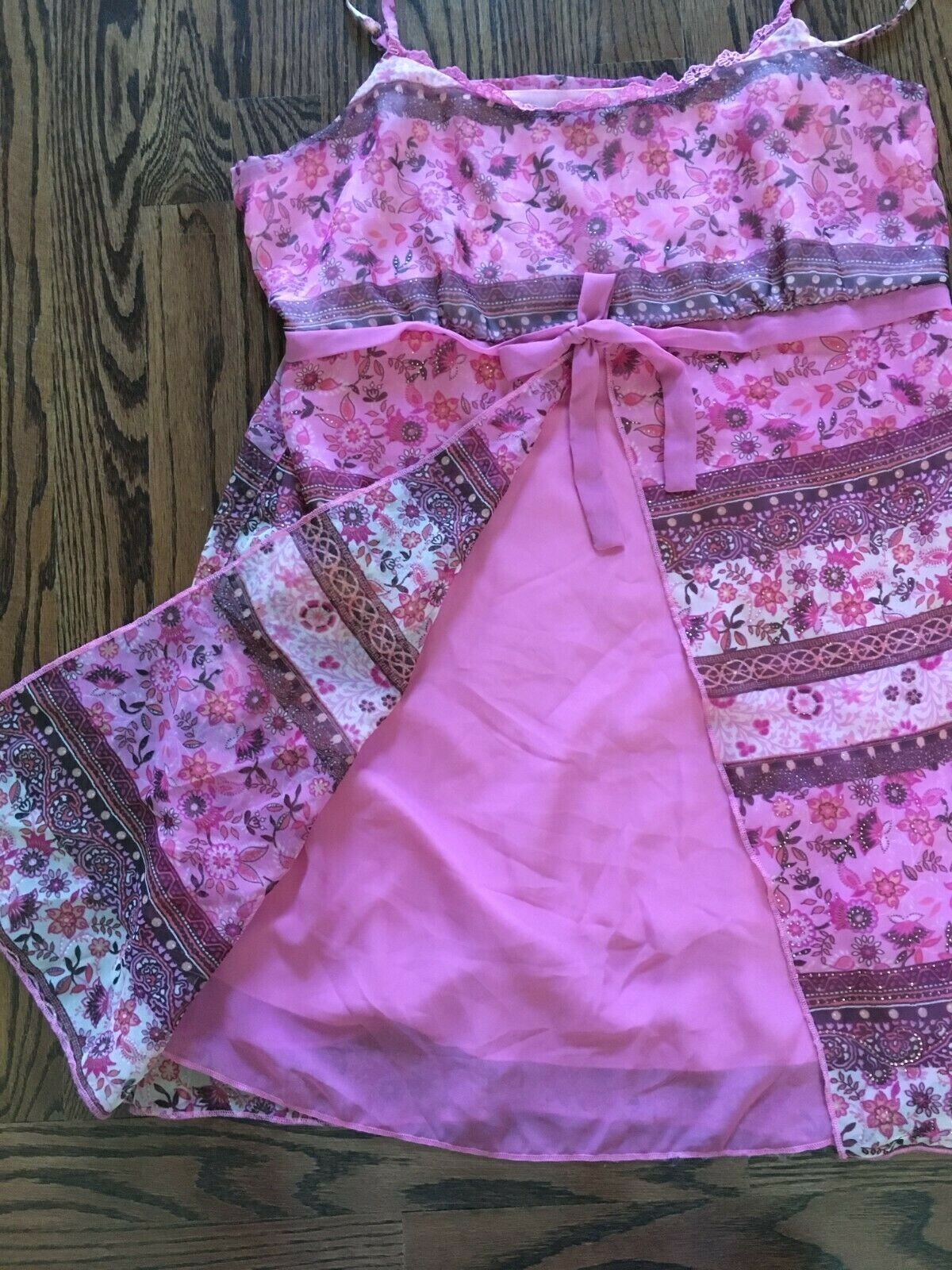 Limited Too/Justice Girls NWT 16 Pink Flower Boho Strap Dress image 2