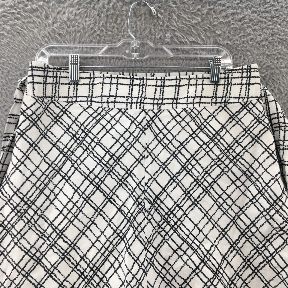 Merona A 字迷你裙女式 8 白色黑色亚麻侧拉链腰带休闲 — 第 2/4 张图片