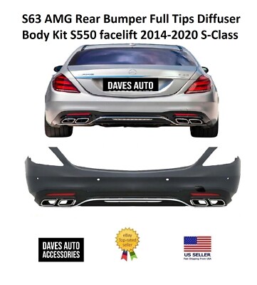 S63 AMG Rear Bumper Full Tips Diffuser Body Kit S550 facelift 2014-2020 S-Class