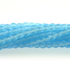 Aqua Blue Matte - 50 4mm Round Faceted Fire Polish Czech Glass Beads