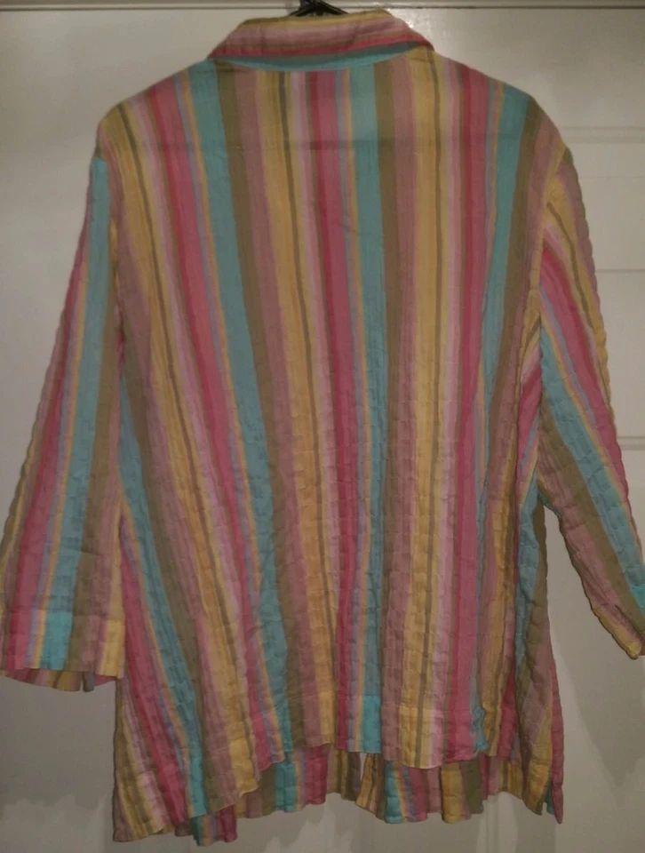 Camisa Top Blusa Mujer JH Collectibles Talla 3 3X Multicolor Rayas Foto 3 de 3