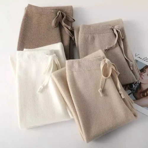 Nuevo Moda Para Mujer Pantalones de Lana Cachemira Pierna Ancha y Pantalones de Cintura Alta - Imagen 18 de 29