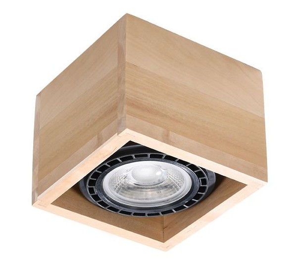 Deckenlampe Deckenleuchte Holz Quadratisch B: 14 Cm Klein H: 10 Cm GU10 WüRfel-image