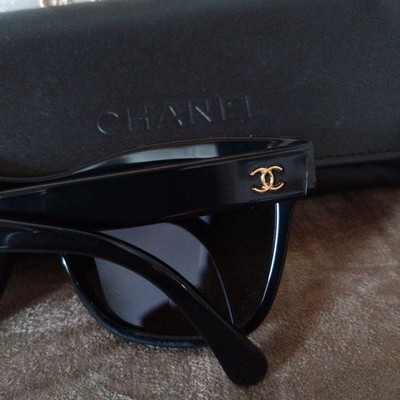 CHANEL 5418-A Black Frame Mirror Lens Sunglasses Logo Authentic