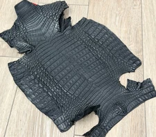 Black Caiman Crocodile belly Hide Leather Skin real alligator Remnant Croc 344