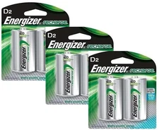 3 Energizer Rechargeable D D2 NiMH 2500mAh (6 Battery) 2 Packs