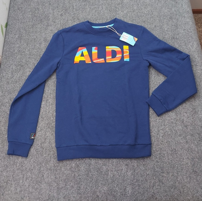 #ad #ad Aldi Gear Sweatshirt Unisex Small Pullover Blue Rainbow Spellout Crew Long sleev $23.88