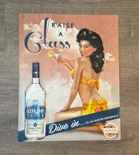 Vintage”Raise A Glass” Deep Eddy Vodka Metal Sign Collection Wall Art 20”x16”