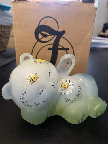 Fenton Glass Bear Figurine - Inspirations French Opal - Those Who Love The Lord