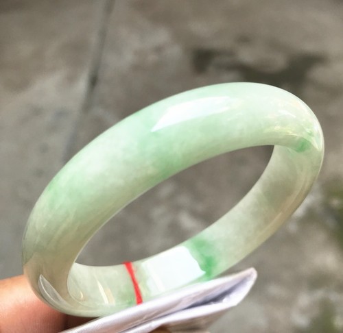 55.4mm Natural Icy Green Jadeite Jade Bracelet Burmese Jade Bracelet Bangle - Picture 12 of 17