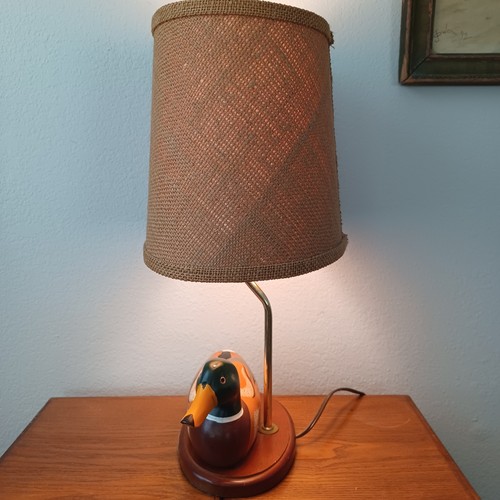 Vtg Mallard Lamp Drake Duck Decoy Wooden Table Desk Lamp 3 Light Settings - Picture 11 of 21