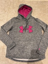 Under Armour Women s Size Small ColdGear Hoodie Gray Heather With Pink Logo