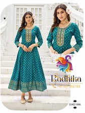 Indian Ladies Outfit Turquoise/ Rama Rayon Kurti Dress SS31