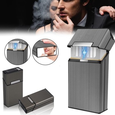 2In1 Tragbar Zigarettenetui Elektro Feuerzeug Zigarettenbox Arc Leichter mit USB