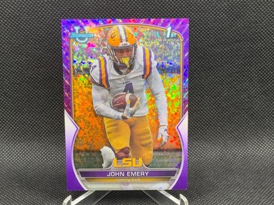 2022 Topps Bowman U JOHN EMERY Purple Mini Diamond RC /399 #67 LSU