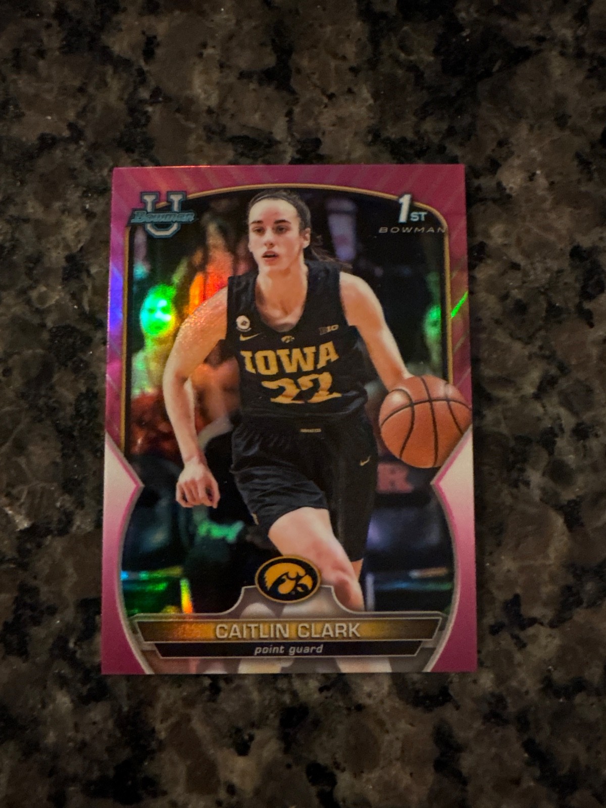 2022-23 Bowman University Chrome - Caitlin Clark #50 Pink Refractor (RC)