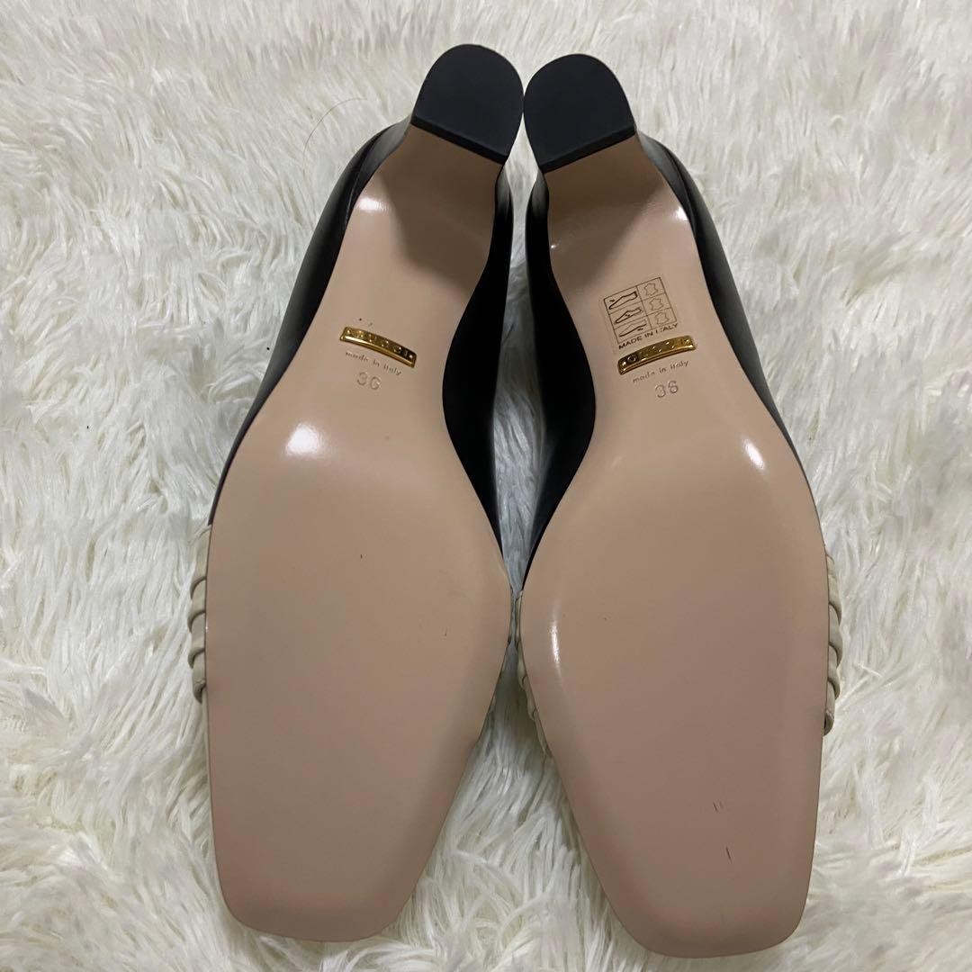 Auth Gucci GG Pumps Leather Bicolor White Black Logo Heel EU36 US6 UK3 thumbnail 14