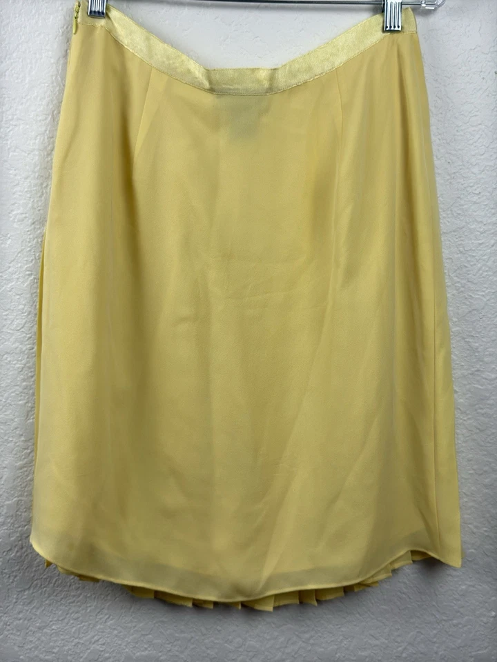 Falda Grace Elements Mujer 8 Amarilla Seda Plisada Midi Pastel Casa Clásica Foto 2 de 4