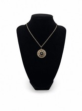 Vintage CORO PEGASUS Pendant Necklace Gold Tone Black Medallion Mid Century