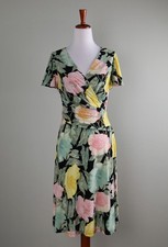 LAUREN RALPH LAUREN NWT $145 Slinky Stretch Floral Asymmetric Waist Dress Size 4