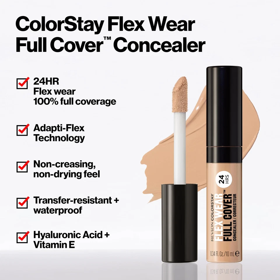 Revlon ColorStay Flex Wear Full Cover Concealer 0.34 Fl Oz 24HR Medium Shade - Image 3 of 4