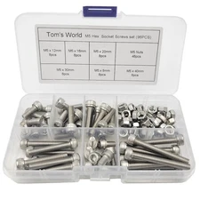 Hex Socket Head Cap Bolts Nuts Screws Assortment Set 304 Stainless Steel Alle...
