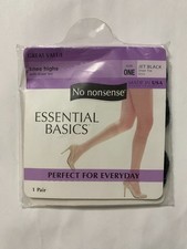 No Nonsense Knee Highs Essential Basics Sz One Jet Black Sheer Toe 1 pair  NEW