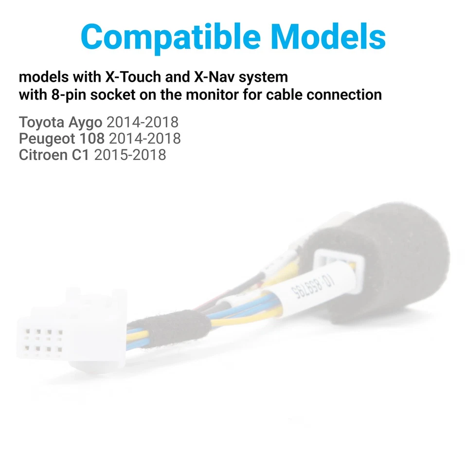 Toyota Aygo Citroen Peugeot Reverse Camera Kit With 8 Pin Cable Wire Harness - Image 2 of 4