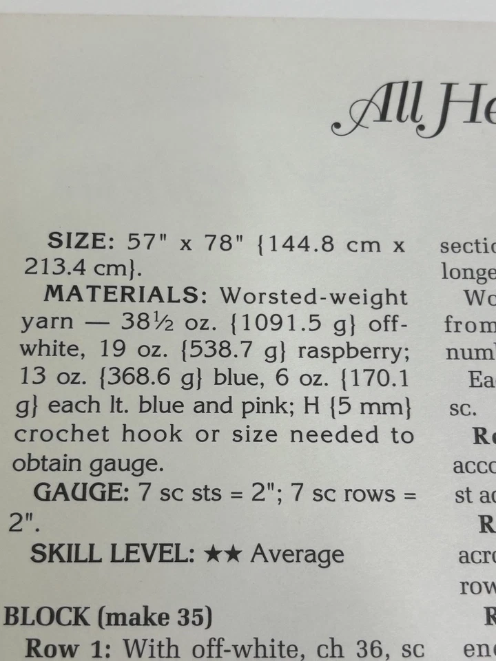 All Hearts Patchwork Country Heart Afghan Crochet Pattern Card Needlecraft - Image 2 of 4