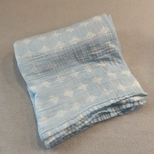 Cloud Island Baby Muslin Swaddle Blanket Blue White Circles Stars Cotton Target
