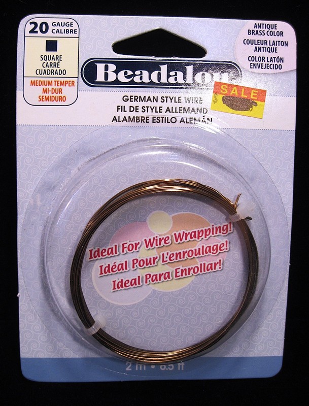 Beadalon German Style Square Wire Antique Brass 20 Gauge Medium, 6.5 FT Lot E30