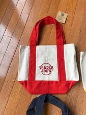 Trader Joes Mini Canvas Tote Bag Red🔥New With Tags🔥