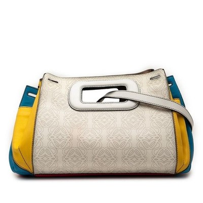 LOEWE Anagram 2WAY PVC Leder Schulter Handtasche weiß bunt authentisch