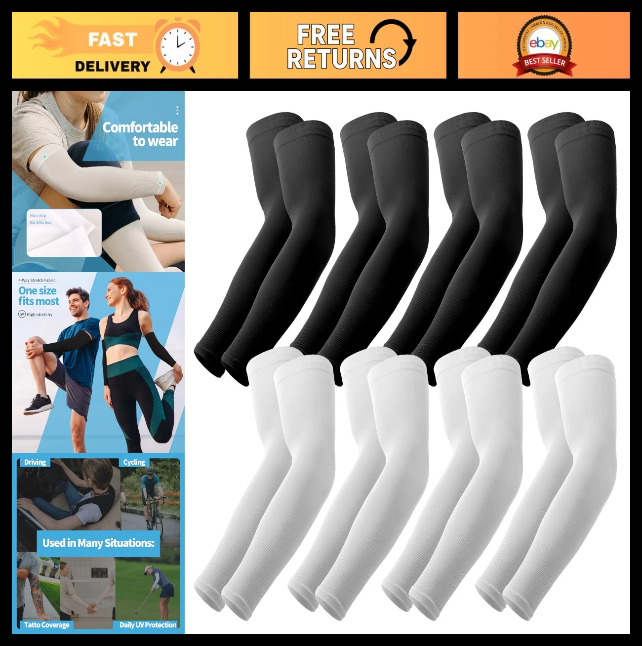 UV Sun Protection Arm Sleeves for Men & Women, UPF 50 Cooling Sports Gear
Opens in a new window or t