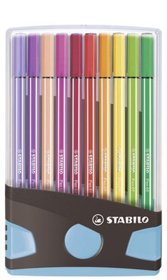 Premium Fibre-Tip Pen - STABILO Pen 68 - ColorParade in Anthracite/Light Blue -