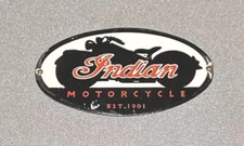 VINTAGE INDIAN MOTORCYCLE PORCELAIN SIGN CAR GAS AUTO OIL TRUCK