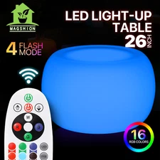 LED Drum Shape Luminous Table 16 Colors Changing Light Up Pub Bar Table w/Remote