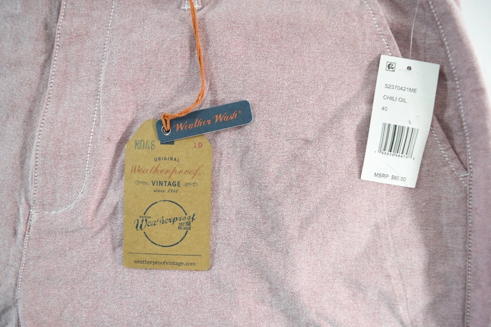 Weatherproof Mens Chino Shorts New 40 Red Flat Front 7" Inseam Cotton - Image 4 of 4