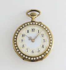 Victorian 18k Gold Pocket Watch Swiss Movement ( Runs) Seed Pearls Very Rare