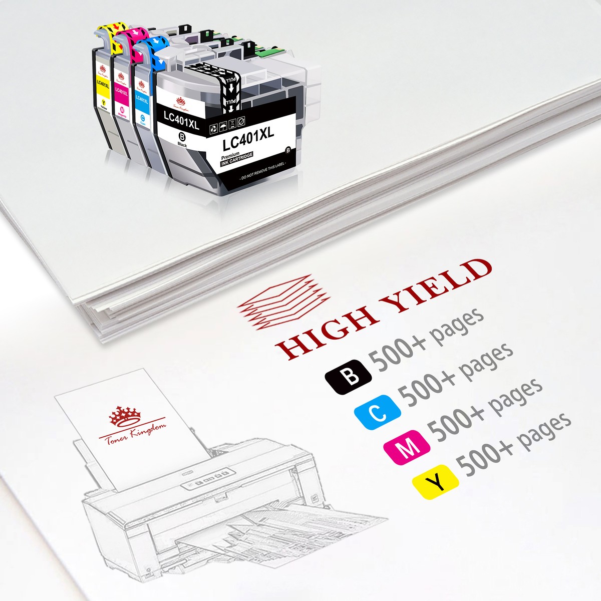 Pack 4 Cartouches Jet D'encre Haute Capacité Générique Pour Imprimante Brother Capacite 1 500 Pages