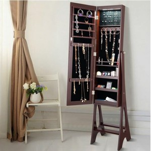 Free Standing Mirrored LED lights Jewelry Cabinet Storage ...