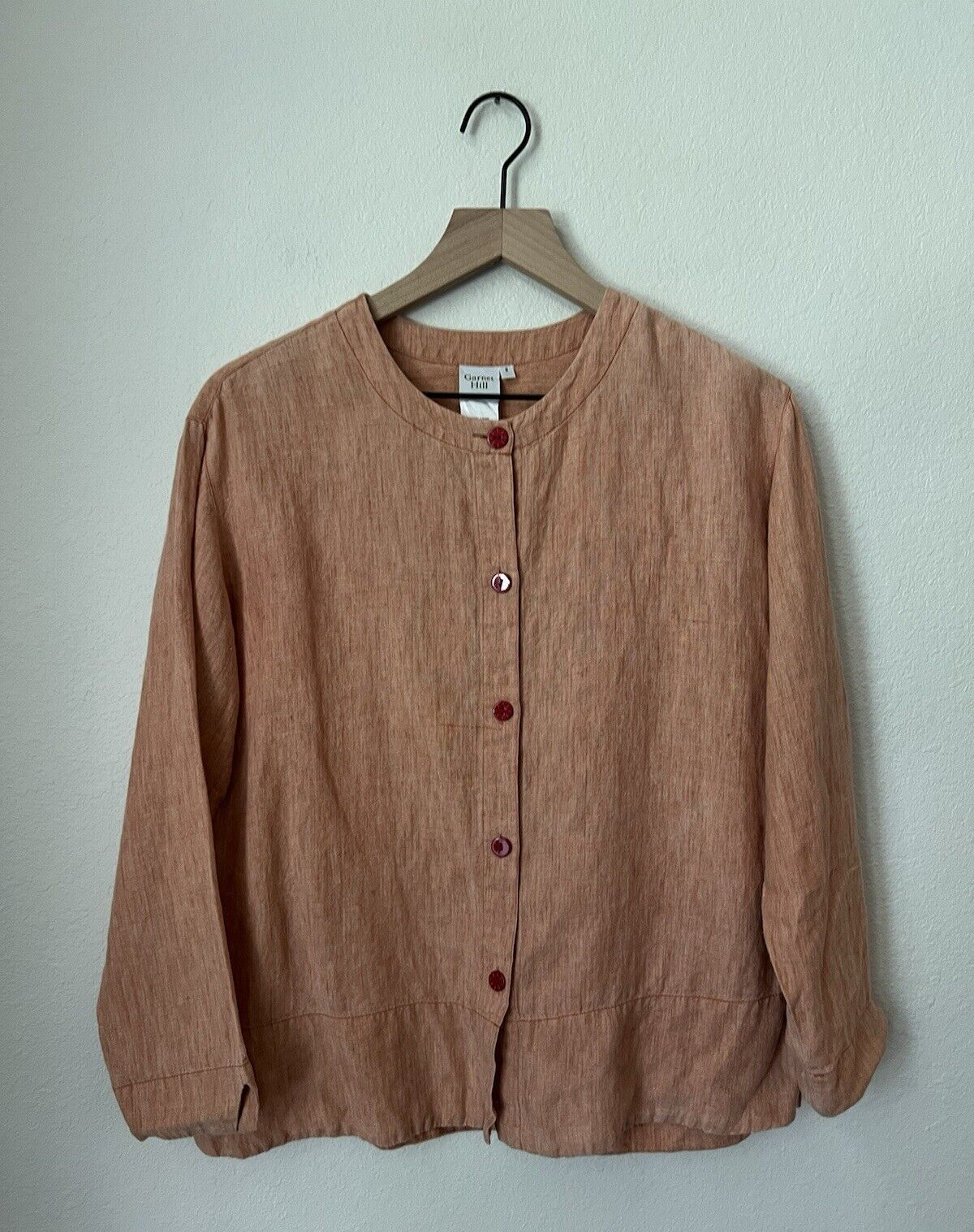 Hill Shirt Womens 8 Orange 100 Linen Minimalist Button Up eBay