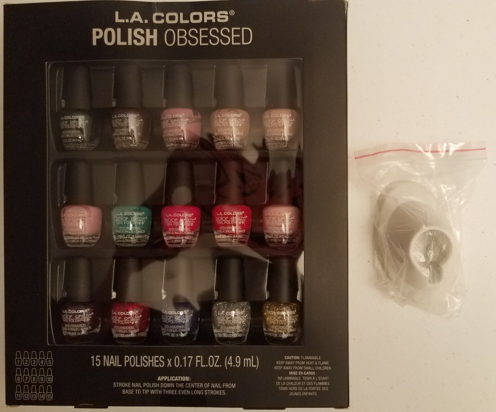 NEW L.A. Colors Polish Obsessed Nail Polish 15Pack with Bottle Holder