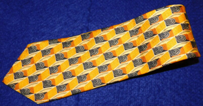 MEN'S BOLGHERI MADE IN ITALY YELLOW/BLACK GEOMETRIC TIE - TIES - NACK TIES.