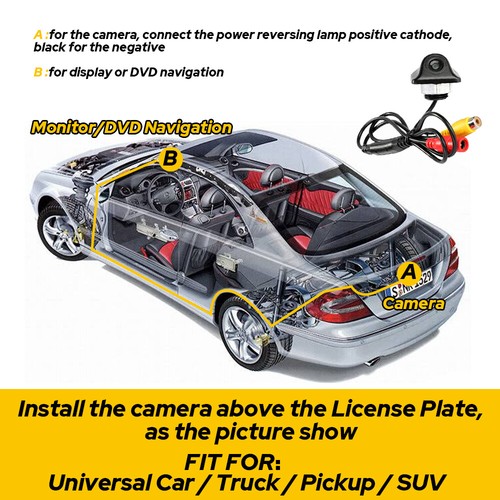 Car Rear View Reverse Camera Parking Backup Cam HD Night Vision Waterproof 170° - Picture 6 of 11