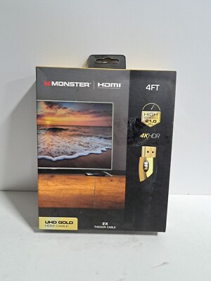 Monster 4-FT 1.21m HIGH SPEED HDMI CABLE 4K HDR Ultra HD GOLD 21.0 Gbps NIB ML7D